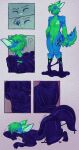 absurd_res anal anal_penetration animal_genitalia anthro blue_body blue_eyes blue_fur body_takeover bound breast_growth breasts camel_toe canid canine canis comic dingo fur gender_transformation genitals goo_creature goo_tail goo_transformation green_body green_fur growth hi_res internal jayjay_idingo latex latex_transformation liquid_latex living_latex male mammal mtf_transformation musical_note musical_symbol nipples penetration penis penis_tip sequence sheath solo spots symbol transformation transformation_sequence white_penis
