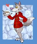 4_fingers anthro bottomless bottomless_anthro bottomless_female bowl canid canine canis cereal cheek_tuft chip_the_wolf claws clothed clothing container cookie_crisp countershading crossgender digital_media_(artwork) dipstick_tail dipstick_toes eyelashes facial_tuft fangs feet female finger_claws fingers food fur general_mills grey_body grey_fur grey_hair hair hand_on_hip head_tuft hoodie jacket kitchen_utensils looking_at_object mammal markings mascot mtf_crossgender multicolored_body multicolored_fur multicolored_tail open_mouth pear-shaped_figure pose purple_nose red_clothing red_hoodie red_jacket red_topwear scooterdoodles simple_background smile solo standing tail tail_markings teeth toe_claws toes tools topwear tuft two_tone_body two_tone_fur wide_hips wolf yellow_sclera
