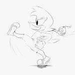 absurd_res anthro bean_the_dynamite big_butt bomb butt clothing digital_drawing_(artwork) digital_media_(artwork) evil_grin explosives feathers footwear gloves handwear heelipmo hi_res kick line_art male monochrome pear-shaped_figure running sega shoes smile solo sonic_the_hedgehog_(series) thick_thighs throwing wide_hips