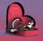 2024 anthro box_of_chocolates brown_body brown_fur candy chocolate claws dessert eyewear flower food full-length_portrait fur gesture glasses gradient_background hi_res holidays interkos male mammal micro mustelid musteline paws plant portrait purple_background purple_nose red_background simple_background solo stoat suggestive suggestive_food suggestive_gesture true_musteline valentine's_day weasel white_body white_claws white_fur