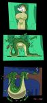 abdominal_bulge ambiguous_gender anthro big_breasts breasts canid canine comic digestion_noises duo feet_first female feral fox green_body head_in_mouth hi_res mammal oral_vore reptile scalie snake tairedfox vore