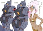 ... 1girl absurdres bikini blue_eyes dark-skinned_female dark_skin expressionless fluffy_hair food food_in_mouth four_murasame gm_(mobile_suit) gm_quel gold_bikini goru_(glty07) gundam gundam_0083 gundam_gquuuuuux highres looking_to_the_side mecha melting_popsicle micro_bikini mobile_suit navel pink_hair popsicle popsicle_in_mouth ribs robot simple_background swimsuit tan white_lips 