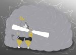 0mrj0 2026 abdominal_bulge ambiguous_gender ambiguous_prey anthro anthro_pred antlers armor belly big_belly big_butt big_ears blue_eyes bottomless bovid breasts butt cape caprine clothed clothing digital_drawing_(artwork) digital_media_(artwork) dream_breaker_(pseudoregalia) felid feline female female_pred floppy_ears fur goat gradient_background greaves grey_body grey_fur hi_res holding_object holding_weapon horn huge_belly huge_butt hybrid hyper hyper_belly jackalope lagomorph leporid looking_back lop_ears mammal mass_vore medium_breasts multiple_prey overweight overweight_anthro overweight_female pseudoregalia rabbit rumbling_stomach shake_lines simple_background solo sybil_(pseudoregalia) tail thick_thighs vore weapon