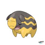  absurdres artist_name closed_eyes colored_skin fakemon highres multicolored_skin no_humans open_mouth original pokemon pokemon_(creature) qobrosi simple_background solo two-tone_skin white_background yellow_skin 