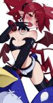  1girl absurdres bat_wings black_gloves boots demon_girl demon_tail demon_wings disgaea earrings elbow_gloves etna flat_chest gloves highres jewelry laze looking_at_viewer makai_senki_disgaea mini_wings pelvic_curtain pointy_ears prinny red_eyes red_hair skull skull_earrings solo tail thigh_boots thighhighs wings 