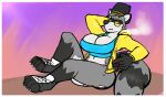  accessory big_breasts breasts butt clothing drugs eyewear female footwear hi_res hoodie mammal monochrome panties paws procyonid raccoon shirt shoes simple_background solo substance_intoxication sunglasses topwear underwear winter_(artist) 