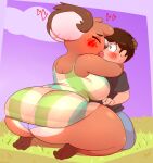  &lt;3 2022 3_toes 4_fingers animal_crossing anthro big_breasts big_butt blush blush_lines bodily_fluids bottomwear breasts brown_body brown_fur butt clothed clothing cloud cracker_(artist) curvaceous curvy_figure denim denim_clothing digital_media_(artwork) dress duo embrace eyebrows eyelashes eyes_closed feet female fingers fur grass hi_res hug huge_butt human jeans kissing koala male male/female mammal marsupial melba_(animal_crossing) multicolored_body multicolored_fur nintendo panties pants plant saliva shaded shirt sky surprise surprised_expression sweat sweaty_butt sweaty_face thick_thighs toes topwear two_tone_body two_tone_fur underwear video_games villager_(animal_crossing) voluptuous vombatiform white_body white_fur wide_hips 