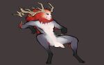  2022 anthro antlers black_nose digital_media_(artwork) eyebrows eyelashes feet fingers hair horn male ni70 nude red_hair simple_background solo toes 