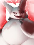  ambiguous_gender belly big_belly black_claws black_eyes black_pupils bodily_fluids claws featureless_crotch fur grey_body grey_fur hasukii looking_aside markings neck_tuft nintendo open_mouth pink_sclera pok&eacute;mon pok&eacute;mon_(species) pupils red_body red_ears red_fur red_markings red_nose red_tongue saliva sitting slightly_chubby slit_pupils smile solo tongue tuft video_games white_body white_ears white_fur zangoose 