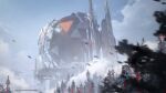  arknights arknights:_endfield blue_sky blurry cloud cloudy_sky commentary company_name concept_art copyright depth_of_field english_commentary highres no_humans official_art orb outdoors satellite_dish scenery sky tree watermark 