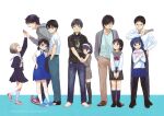  5boys 5girls age_difference alien_(movie) barefoot belt black_eyes black_footwear black_hair black_legwear black_skirt blue_eyes blue_footwear blue_hair blue_neckwear blue_serafuku blue_skirt blush bow bowtie brother_and_sister brown_footwear closed_eyes collared_shirt denim digital_media_player facial_hair full_body goatee gradient_hair grey_eyes grey_shirt grey_skirt hairband headphones headphones_around_neck high_five highres holding holding_another&#039;s_arm holding_hands holding_notebook hug jeans kneehighs light_brown_hair loafers long_sleeves looking_at_another low_twintails medium_hair multicolored_hair multiple_boys multiple_girls neck_ribbon necktie no_shoes non-web_source notebook open_mouth original pants pantyhose pink_footwear pleated_skirt profile purple_eyes red_footwear red_neckwear ribbon sailor_collar scan school_uniform sekiya_asami serafuku shirt shoes short_hair short_sleeves siblings skirt smile sneakers t-shirt thighhighs twintails two-tone_background wavy_mouth white_legwear white_shirt zettai_ryouiki 
