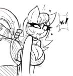  &lt;3 ahegao anthro anthrofied aunt_holiday_(mlp) big_breasts bodily_fluids bottomless breasts cleavage clothed clothing cum earth_pony equid equine exclamation_point eyeliner female genital_fluids hand_on_tail hasbro horse looking_pleasured makeup male male/female mammal monochrome my_little_pony nelljoestar orientation_play pony stripes sweat sweatdrop tongue tongue_out zebra 