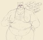  2022 animal_crossing anthro band-aid bandage belly clothing curt_(animal_crossing) english_text humanoid_hands khronosz male mammal moobs nintendo nipples overweight overweight_male shirt sketch solo text topwear ursid video_games 