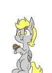  alpha_channel blonde_hair colored_pupils cross-eyed derpy_hooves_(mlp) eating equid equine female feral food friendship_is_magic fur grey_body grey_fur hair happy happy_harvey hasbro hi_res horse mammal muffin my_little_pony pegasus phone_drawing pony simple_background sitting solo transparent_background wings 