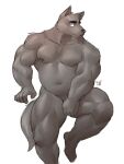  absurd_res anthro canid canine cemagcre hi_res male mammal musclegut nude shibacream solo 