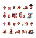  2boys 2girls 3reforged bangs blonde_hair chest_jewel crossover ditto dress kirby kirby_(series) lapras long_hair multiple_boys multiple_girls mythra_(xenoblade) pixel_art pokemon pyra_(xenoblade) red_eyes red_hair rex_(xenoblade) short_dress short_hair swept_bangs very_long_hair white_dress xenoblade_chronicles_(series) xenoblade_chronicles_2 yellow_eyes 