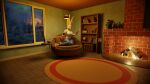 16:9 3d_(artwork) alcohol anthro beverage book brae_mcdoe-imanara_(cantgetprivacy) chair clothed clothing digital_media_(artwork) domestic_cat eyewear felid feline felis female fireplace furniture glasses hairless hairless_cat hi_res inside justyschultzy mammal piercing rug sphynx_(cat) tail thick_thighs widescreen wine