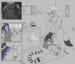anthro appliance balls beverage bodily_fluids cabinet canid canine cereal clock coffee coffee_maker coffee_mug comic cum cum_in_mouth cum_inside dialogue dipstick_tail duo english_text erection felid fellatio female food foot_on_shoulder genital_fluids genitals kitchen kitchen_appliance knot light_switch male male/female mammal markings muscular muscular_female mythological_canine mythological_creature mythology naturalwolf nude oral pantherine penile penis penis_in_mouth ring_(marking) ringed_tail sex speech_bubble striped_markings striped_tail stripes tail tail_markings text tiger touching_balls werecanid werecanine werecreature werewolf