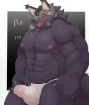 2022 5_fingers abs absurd_res ai_only_dream anthro biceps black_nose blush bodily_fluids breath bulge canid canine canis claws clothed clothing erection erection_under_clothing finger_claws fingers genital_fluids green_eyes hand_on_bulge headgear hi_res holding_bulge looking_down male mammal nipples open_mouth panting pecs pink_nipples pink_tongue precum precum_through_clothing precum_through_underwear rolf_(world_flipper) solo sweat teeth text tongue underwear wet wet_clothing wolf world_flipper 