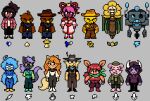 accessory alternate_species ambiguous_gender anthro armadillo avian avian_feet axis_(undertale_yellow) badge beak bear bell belt belt-buckle bird black_bottomwear black_clothing black_nose black_skirt blue_bird blue_body blue_clothing blue_eyes blue_feathers blue_kerchief blue_neckerchief blue_shirt blue_topwear blush boots bottomwear brown_body brown_clothing brown_feathers brown_overalls canid canine cape ceroba_ketsukane chujin_ketsukane claws clothed clothing clover_(undertale_yellow) cowboy_hat curly_hair dalv_(undertale_yellow) deltarune deltarune_yellow denim denim_bottomwear denim_clothing digital_media_(artwork) dina_(undertale_yellow) ear_piercing ear_ring elemental_creature elemental_humanoid eyes_closed eyewear fangs farmer feathered_wings feathers feet female fingerless_gloves flora_fauna flower flowey_the_flower fluffy fluffy_hair footwear fox fox_tail fur glasses gloves goggles gold_belt_buckle green_clothing green_hat green_headwear green_jacket green_scarf green_topwear group hair handwear hat headband headgear headwear heart_symbol honeydew_shopkeeper horn human humanized humanoid jacket jeans kanako_ketsukane kerchief leggings legwear light_bulb machine male mammal maroon_sweater martlet_(undertale_yellow) mature_female missing_arm missing_limb monster moronicpixels muscular muscular_female neck_tuft neckerchief neckwear orange_hair overalls oversized_clothing pants petals piercing pink_body pink_clothing pink_fur pink_jacket pink_topwear pixel_(artwork) plant plant_humanoid pointy_ears ponytail purple_body purple_fur purple_hair red_boots red_bottomwear red_clothing red_footwear red_hair red_pants reptile ribbons ring_piercing robe robot scalie scarf sheriff shirt shoes shoulder_pads simple_background skirt smile snake standing star starlo_(undertale_yellow) tail tan_body tan_fur teeth tied_hair topwear tuft undertale undertale_(series) undertale_yellow ursine vampire wheel white_boots white_clothing white_footwear white_shirt white_topwear wings xenarthran yellow_body yellow_feathers