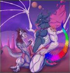  absurd_res anthro balls blue_body blue_eyes blue_wings bodily_fluids briefs bulge bulge_frottage claws clothed clothing countershading detailed_bulge dragon duo erection erection_under_clothing eye_contact feathers foreskin frottage genital_fluids genital_outline genitals glowing glowing_eyes grin grinding hand_holding happy happy_sex hi_res horn humanoid_genitalia humanoid_penis kam_(kammuraqi) kammuraqi kneeling kobold lizard looking_at_another male male/male multicolored_body multicolored_tail partially_retracted_foreskin penis penis_outline penis_size_difference precum precum_through_clothing red_body red_feathers reptile scaled_penis scalie science_fiction sex size_difference smile space spiked_tail spikes spikes_(anatomy) star tenting tongue tongue_out underwear vein veiny_penis wet wet_clothing wings yellow_eyes 