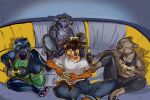 3:2 absurd_res anthro black_body brand_new_animal canid canine canis dreamworks elsa_(brand_new_animal) feet feet_on_shoulders felid female foot_on_face furniture gaming goat_(movie) group hi_res huge_filesize jacob_(bosskubal567) jealous jett_fillmore kitty_kat_(the_bad_guys) lion male male/female mammal pantherine pawpads playing_video_game snow_leopard sofa studio_trigger the_bad_guys wolf ymymy