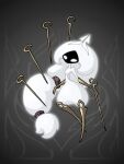 2026 3:4 absurd_res accessory alternate_form anthro armwear arthropod big_butt biped breasts butt clothing crown eidel-elias-weise elbow_gloves featureless_hands featureless_legs female gloves gold_gloves hair hair_accessory hair_tie handwear headgear hi_res hollow_knight:_silksong hollow_knight_(franchise) homunculus huge_thighs insect lace_(hollow_knight:_silksong) long_hair looking_at_viewer mask narrow_shoulders sewing_pin slim_female small_breasts small_hips small_waist solo team_cherry thick_thighs tied_hair wasp_waist wearing_mask white_body