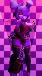 2026 3_toes 3d_(artwork) 9:16 accessory anthro armwear belt big_breasts black_armwear black_clothing black_elbow_gloves black_fingerless_gloves black_gloves black_handwear black_legwear black_nails black_thigh_highs bonfie_(cryptiacurves) bonnie_(fnaf) bow_tie breasts buckteeth checkered checkered_background cleavage clothed clothing colored_nails crossgender digital_media_(artwork) elbow_gloves electric_guitar eyelashes eyeshadow feet female fingerless_gloves five_nights_at_freddy's fredina's_nightclub full-length_portrait gloves glowing glowing_eyes guitar hair hair_accessory hair_over_eye handwear hi_res holding_guitar holding_musical_instrument holding_object lagomorph legwear leporid looking_at_viewer makeup mammal mtf_crossgender musical_instrument nails open_mouth open_smile overalls pattern_background pink_eyes pink_eyeshadow plucked_string_instrument portrait purple_background purple_body purple_hair purple_theme rabbit red_bow_tie red_clothing red_overalls scottgames short_hair simple_background smile smiling_at_viewer solo standing string_instrument teeth thigh_highs toeless_thigh_highs toes type_09 watermark wide_hips