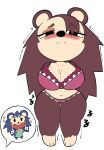  &lt;3 absurd_res animal_crossing anthro big_breasts blush bra breasts cleavage clothed clothing cutaway duo embarrassed eulipotyphlan female gesture hedgehog hi_res huge_breasts mabel_able mammal nintendo onibi open_mouth open_smile panties sable_able shaking simple_background smile thumbs_up trembling underwear video_games white_background 