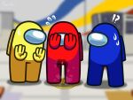 4:3 ambiguous_gender among_us blue_(among_us) bodily_fluids covering covering_face crewmate_(among_us) digital_media_(artwork) genital_fluids hi_res ibispaint_(artwork) innersloth moonietrules not_furry omorashi peeing red_(among_us) upset urine urine_pool yellow_(among_us)