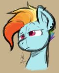 alternate_hairstyle bust_portrait colored_sketch ear_piercing ear_ring equid equine female feral friendship_is_magic hair hasbro headshot_portrait hopefulsparks horse mammal multicolored_hair my_little_pony mythological_creature mythological_equine mythology no_shading pegasus piercing pony portrait rainbow_dash_(mlp) rainbow_hair ring_piercing short_hair signature simple_background sketch solo unimpressed wings