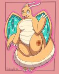 2024 animate_inanimate anthro big_tail claws dragon dragonite female generation_1_pokemon gesture hi_res jackasplat living_plushie mythological_creature mythological_scalie mythology nintendo orange_body plushie pokemon pokemon_(species) scalie solo tail waving waving_at_viewer wings