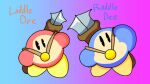 16:9 2023 ambiguous_gender black_eyes blue_body blue_skin character_name clothing colored digital_drawing_(artwork) digital_media_(artwork) duo fan_character featureless_arms featureless_crotch footwear gboogie32 gradient_background hi_res kirby_(series) laddle_dee light lighting looking_at_viewer melee_weapon multicolored_body multicolored_skin nintendo noseless not_furry orange_clothing orange_footwear orange_shoes polearm raddle_dee red_body red_skin shaded shoes short_arms simple_background spear tan_body tan_skin text two_tone_body two_tone_skin waddle_dee waddling_head weapon widescreen yellow_clothing yellow_footwear yellow_shoes