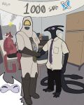 4:5 accessory alien ambiguous_gender anthro appliance battery chair clothing colored computer detailed_background dlrp99 dlrp99_(dlrp99) electronics felid fire fridge furniture gas_mask gas_mask_face gesture gloves grajolio hand_feet hand_gesture handwear hi_res horn humanoid jumpsuit kitchen_appliance license looking_at_viewer male mammal mask meme necktie office oonyka_(dlrp99) overweight overweight_anthro panthera pantherine poster protective_suit signature smile suit table tail tail_hand text thumbs_up twitter twitter_logo unusual_anatomy unusual_tail window
