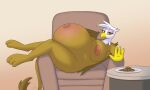  2022 3_toes 4_fingers anthro anthrofied avian beak belly big_belly big_breasts breasts brown_body brown_eyes brown_feathers bumpywish cookie eyelashes feathered_wings feathers feet fingers food friendship_is_magic furniture gilda_(mlp) gryphon half-closed_eyes hasbro hi_res huge_breasts hyper hyper_belly hyper_pregnancy long_tail my_little_pony mythological_avian mythology narrowed_eyes navel plate pregnant sofa table tail_tuft toes tuft wings 