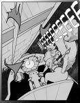 anthro back_groove bottomwear breasts building chris_fischer clock clothing cockpit comic falling female fluffy fluffy_tail grass hair hi_res imminent_death mammal mixed_media monochrome pants photo_background photography_(artwork) plant ponytail rangerplane rodent scared sciurid screaming solo tail tammy_squirrel tree tree_squirrel watch wristwatch