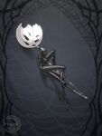 2026 3:4 4_legs 6_eyes absurd_res anthro arachnid arthropod arthropod_webbing bdsm black_body bondage bound eidel-elias-weise eyelashes featureless_chest female glistening glistening_body hi_res hollow_knight:_silksong hollow_knight_(franchise) light_bondage long_neck looking_at_viewer multi_eye seductive segmented_body slim_female small_waist solo spider spider_web spikes spikes_(anatomy) team_cherry weaver_(hollow_knight) wide_chest