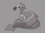 2021 after_vore ampharos duo generation_2_pokemon generation_5_pokemon hi_res mienvian monochrome nintendo pokemon pokemon_(species) sitting snivy vore