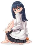  bad_id bad_pixiv_id barefoot black_hair blue_eyes cardigan gridman_universe long_hair looking_back miniskirt no_panties school_uniform scrunchie sitting skirt ssss.gridman takarada_rikka thighs white_background yong-gok 