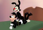  absurd_res animaniacs anthro bed bedroom black_body black_fur bodily_fluids butt canid canine canis clothed clothing crack_ship crossover digital_media_(artwork) disney domestic_dog duo erection foreskin fur furniture genital_fluids genitals glans gloves goof_troop handwear hi_res hot_dogging humanoid_genitalia humanoid_penis inkblot lying magzol male male/male mammal max_goof nude on_bed open_mouth partially_retracted_foreskin peeing peeing_on_another penis sex speedo swimwear tongue topless urine warner_brothers watersports yakko_warner 