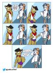  anthro big_butt black_hair blue_background blue_body blue_fur blue_pupils briefs brown_body brown_fur bulge butt canid canine canis chest_tuft clothing comic domestic_dog duo featureless_crotch fluffy fluffy_tail fur hair head_tuft hi_res humor jeddicus7 male mammal pupils raleigh_(jeddicus7) rear_view simple_background surprised_expression tuft underwear 