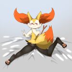  anthro anus black_body black_fur braixen butt clitoris female fur genitals gesture hi_res inner_ear_fluff lying nintendo on_front orange_body orange_fur ottmutt pawpads pok&eacute;mon pok&eacute;mon_(species) presenting presenting_anus presenting_hindquarters presenting_pussy pussy red_eyes red_nose solo tagme tuft v_sign video_games white_body white_fur yellow_body yellow_fur 