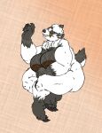  anthro badger big_arms big_breasts big_butt breasts butt chubby_female claws claws_out crossed_legs female fluffy)tail grin hi_res kentuckiyucki mammal mature_female mustelid musteline neck_tuft nipples overweight paws pinup pose sitting smile solo thick_thighs tuft wide_hips 