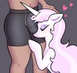  &lt;3 boxers_(clothing) bulge clothing cuddling duo equid equine eyes_closed eyeshadow female feral fleur_de_lis_(mlp) friendship_is_magic genital_outline hair hasbro head_pat horn human immunefox makeup male male/female mammal my_little_pony navel pat penis_outline petting pink_hair smile underwear unicorn unicorn_horn white_body 