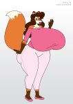  2019 anthro big_breasts big_butt bottomwear breasts brown_hair butt canid canine clothing curvy_figure digital_media_(artwork) female footwear fox fur green_eyes hair hi_res huge_breasts hyper hyper_breasts macro mammal multicolored_body multicolored_fur open_mouth pants ring satsumalord shirt shoes solo thick_thighs topwear two_tone_body two_tone_fur viola_(kyurem2424) voluptuous waving_at_viewer wide_hips 