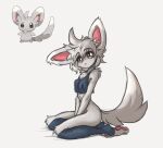  anthro arm_tuft big_ears black_nose bottomless breasts brown_eyes cheek_tuft chest_tuft clothed clothing cowlick digitigrade ear_tuft elbow_tuft eyebrow_through_hair eyebrows facial_tuft female fur hair hair_over_eye hi_res inner_ear_fluff knee_tuft kneeling leg_tuft leg_warmers legwear looking_at_viewer messy_hair minccino nintendo one_eye_obstructed pawpads pink_pawpads pok&eacute;mon pok&eacute;mon_(species) shirt short_hair simple_background small_breasts solo tank_top tinygaypirate topwear translucent translucent_hair tuft video_games white_background white_body white_fur white_hair 