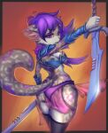  anthro armor dagger female furry hi_res melee_weapon prisma6 solo sword weapon 