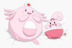  bed chansey clothing duo egg female furniture genitals happiny hat headgear headwear hi_res lying minami_(artist) nintendo nurse_clothing nurse_hat nurse_headwear on_back on_bed pink_body pok&eacute;mon pok&eacute;mon_(species) pussy red_cheeks video_games young 