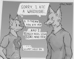  after_vore anthro bodily_fluids canid canine canis comic drooling fox greyscale hi_res hungry imminent_vore male mammal maw-malice monochrome rumbling_stomach saliva solo vore wet wolf worried worried_look 
