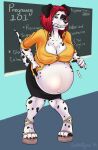  anthro canid canine canis chalk chalkboard dalmatian domestic_dog female hair hi_res mammal pregnant solo spottedtigress 